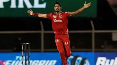 Arshdeep Singh celebrates after picking a wicket in IPL 2022. (IPL) Arshdeep Singh celebrates after picking a wicket in IPL 2022. (IPL)