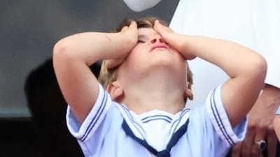 On Thursday, several members of the royal family attended the event and posed for photos. But the youngest son of William and Kate, Price Louis, stole the show. Louis is a great-grandson of Queen Elizabeth II, and fifth in line to the throne, behind his grandfather Charles, father William and siblings George and Charlotte. (REUTERS)
