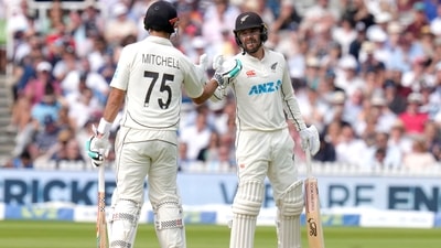 New Zealand's Daryl Mitchell and New Zealand's Tom Blundell (AP) New Zealand's Daryl Mitchell and New Zealand's Tom Blundell (AP)
