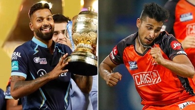 Hardik Pandya (L) and Umran Malik (IPLt20.com | PTI)