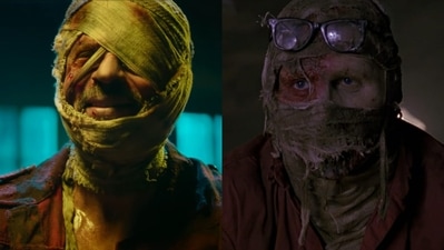 Shah Rukh Khan in Jawan (left) and Liam Neeson in Darkman (right). Shah Rukh Khan in Jawan (left) and Liam Neeson in Darkman (right).