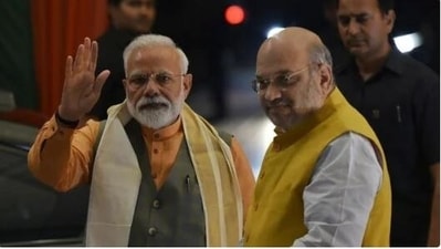 Prime Minister Narendra Modi with union home minister Amit Shah. (Vipin Kumar/Hindustan Times)
