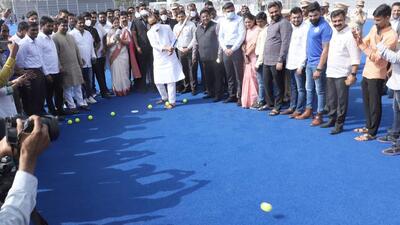 Deputy chief minister Ajit Pawar on Friday inaugurated the hockey training centre at Nehrunagar. (HT PHOTO)