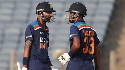 Hardik (R) and Krunal Pandya. (Getty) Hardik (R) and Krunal Pandya. (Getty)