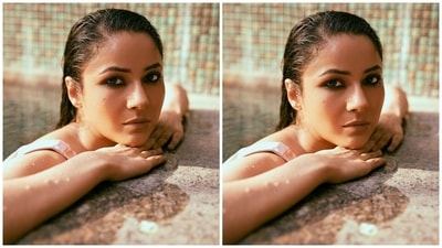 On Friday, Shehnaaz dropped the photos from the swimming pool shoot with the caption, "Summer vibes [sun emoji]." The pictures showed the star serving several glamorous poses while taking a dip in the water. Shehnaaz even posted two close-up shots that displayed her bold makeup picks and drenched hairdo. (Instagram)