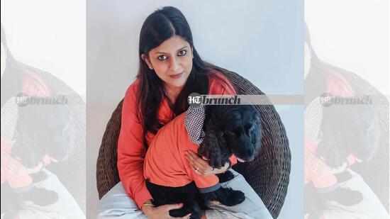 Preeti Sood and her dog, Bruno; Styling by Tanya Aggarwal; Art Direction by Amit Malik; Hair and make-up by Artistry by Anjali Jain; On Preeti: Top by Boketto Life; Pants by Zara; Shoes by Vans; On Bruno, the Cocker Spaniel: Hoodie by PoochMate (Ayushman Mitra)