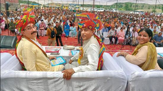 Himachal Pradesh CM Jai Ram Thakur during Maharana Pratap Jayanti celebrations in Kangra on Thursday. (CMO Himachal Twitter)