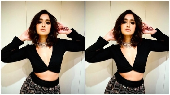 Ileana played muse to fashion designer Ridhima Bhasin and picked a monochrome ethnic ensemble for the pictures.(Instagram/@ileana_official)