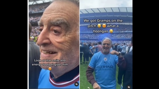 The elderly man went to Manchester City's final Premier League game of the season with his grandson. (goodnews_movement/Instagram) The elderly man went to Manchester City's final Premier League game of the season with his grandson. (goodnews_movement/Instagram)