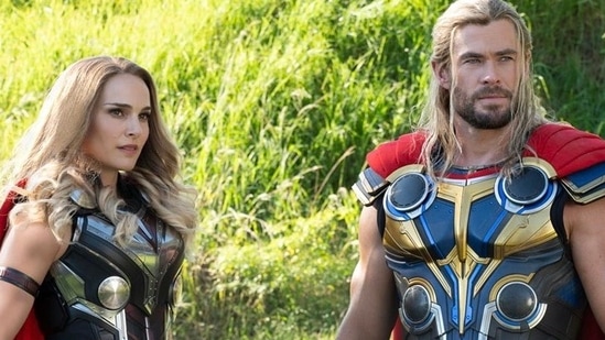 Natalie Portman and Chris Hemsworth in a still from Thor: Love and Thunder.