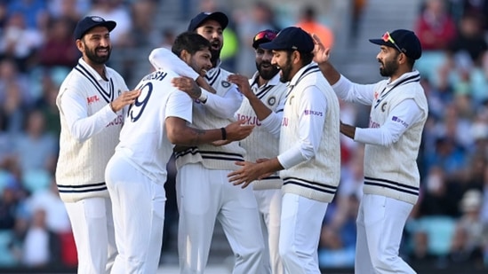 Indian players celebrate the wicket of Joe Root(Getty Images)