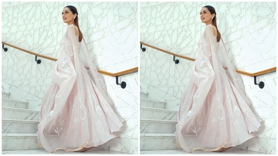 On Thursday, Manushi took to Instagram to share several pictures of herself dressed in an anarkali set. The beauty queen captioned her post, "Grateful and Happy," and used hashtags like #SamratPrithviraj and #SamratPrithviraj3rdJune. Her ensemble is from the shelves of the clothing label Picchika and comes in a pale pink hue.(Instagram)