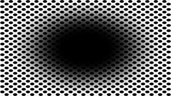 The optical illusion image is taken from the research paper titled “The Eye Pupil Adjusts to Illusorily Expanding Holes."(Laeng, Nabil and Kitaoka)