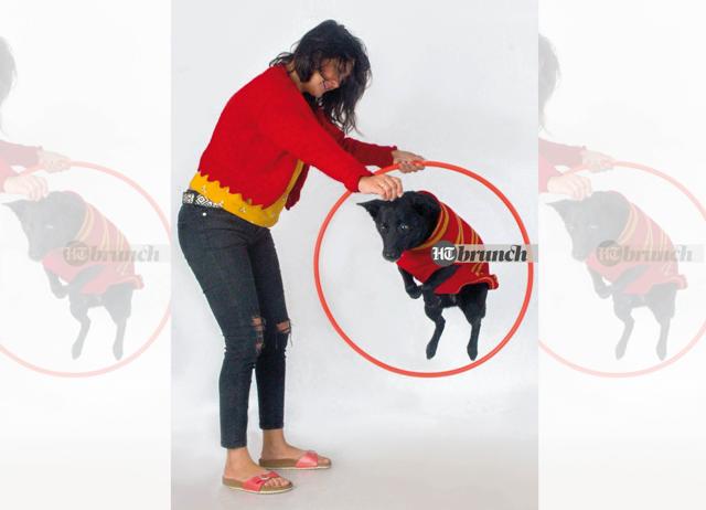 Rittika with Jamun; On Rittika: Hand-knit sweater by Lady Suds; Jeans by Levis; Shoes by Birkenstock; On Jamun, the Indie: Sweater by Mutt Of Course (Ayushman Mitra)