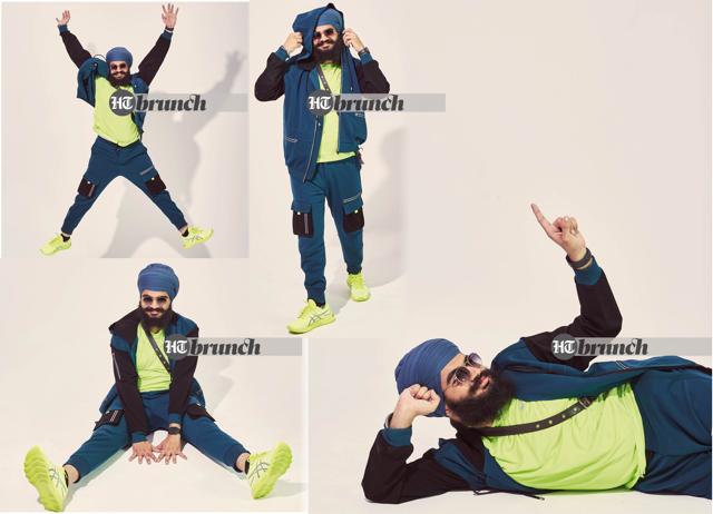 Harteerath says, “You can do a lot of great work. get out of your house, take one step towards seva, and it will take 1,000 steps towards you”; Jacket and track pants by Genes Lecoanet Hemant; T-shirt and shoes by Asics; Sunglasses by Prada (Shivamm Pathak)