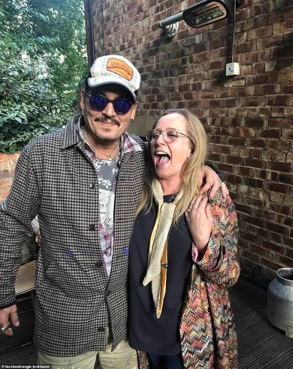 Johnny Depp with a fan in Newcastle.