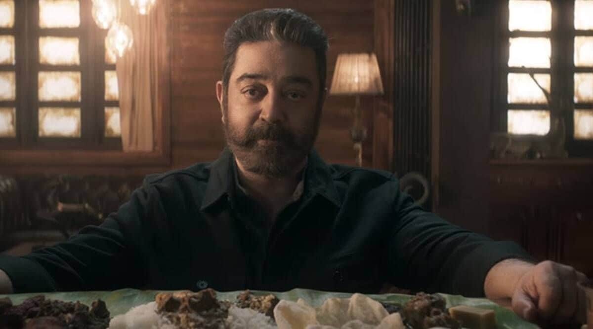 Kamal Haasan in a still from Vikram. Kamal Haasan in a still from Vikram.
