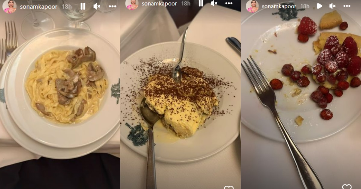 Sonam Kapoor shares pics of meals.