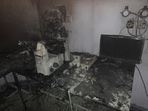 A view of the damage caused due to fire on the second floor of Jain Hospital in Patparganj area of East Delhi. A view of the damage caused due to fire on the second floor of Jain Hospital in Patparganj area of East Delhi. 