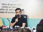 Gautam Gambhir addresses media during a press conference(Twitter/GautamGambhir) Gautam Gambhir addresses media during a press conference(Twitter/GautamGambhir)