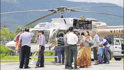 Nine operators fly pilgrims to the helipad at Kedarnath. (File Photo/HT) Nine operators fly pilgrims to the helipad at Kedarnath. (File Photo/HT)