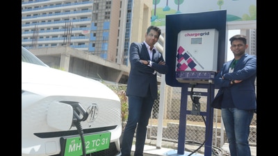 Maxson Lewis (left)and Darryl Dias, co-founders, Magenta-Chargegrid at Magarpatta. (Shankar Narayan/HT PHOTO) Maxson Lewis (left)and Darryl Dias, co-founders, Magenta-Chargegrid at Magarpatta. (Shankar Narayan/HT PHOTO)