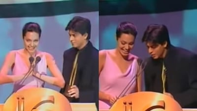 Angelina Jolie and Shah Rukh Khan at the IIFA 2000. Angelina Jolie and Shah Rukh Khan at the IIFA 2000.