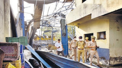 Investigation underway after an explosion inside a factory in Uttar Pradesh’s Hapur on Saturday. (Sakib Ali / HT Photo) Investigation underway after an explosion inside a factory in Uttar Pradesh’s Hapur on Saturday. (Sakib Ali / HT Photo)