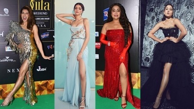 Jacqueline Fernandez, Ananya Panday, Neha Kakkar and Sara Ali Khan at IIFA Awards. (Varinder Chawla) Jacqueline Fernandez, Ananya Panday, Neha Kakkar and Sara Ali Khan at IIFA Awards. (Varinder Chawla)