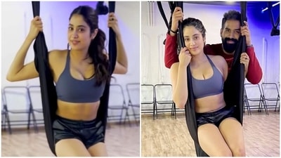Janhvi Kapoor is ready to fly as she practices aerial yoga in throwback video, we are inspired (Instagram) Janhvi Kapoor is ready to fly as she practices aerial yoga in throwback video, we are inspired (Instagram)