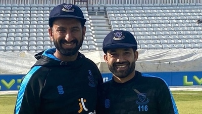 Cheteshwar Pujara and Mohammad Rizwan. (Twitter/Sussex) Cheteshwar Pujara and Mohammad Rizwan. (Twitter/Sussex)