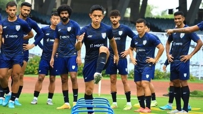 Sunil Chhetri during a training session. (Twitter/IndianFootball) Sunil Chhetri during a training session. (Twitter/IndianFootball)