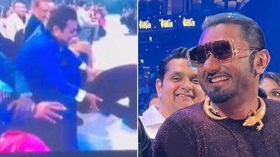 Honey Singh walked up to AR Rahman and bowed down at his feet during the rehearsals at Abu Dhabi. Honey Singh walked up to AR Rahman and bowed down at his feet during the rehearsals at Abu Dhabi.
