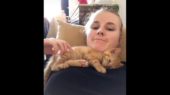 Cat s favourite way to snuggle with mom is the same since he was a