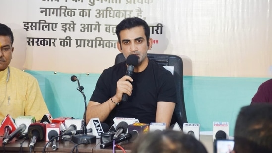 Gautam Gambhir addresses media during a press conference(Twitter/GautamGambhir)