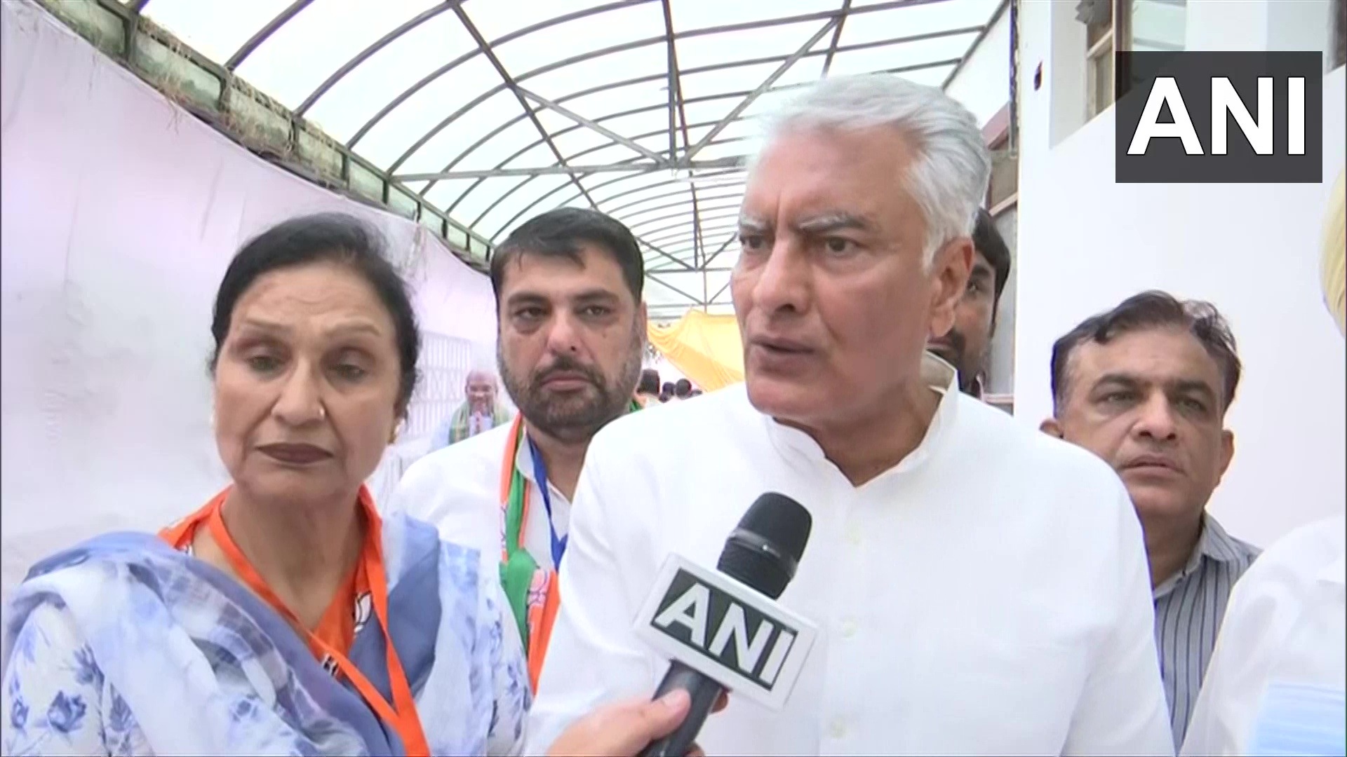BJP leader Sunil Jakhar talks to reporters in Chandigarh on Saturday. (ANI)