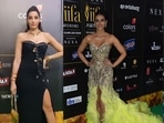 Nora Fatehi, Kriti Sanon and Nargis Fakhri at IIFA Awards. (Varinder Chawla) Nora Fatehi, Kriti Sanon and Nargis Fakhri at IIFA Awards. (Varinder Chawla)