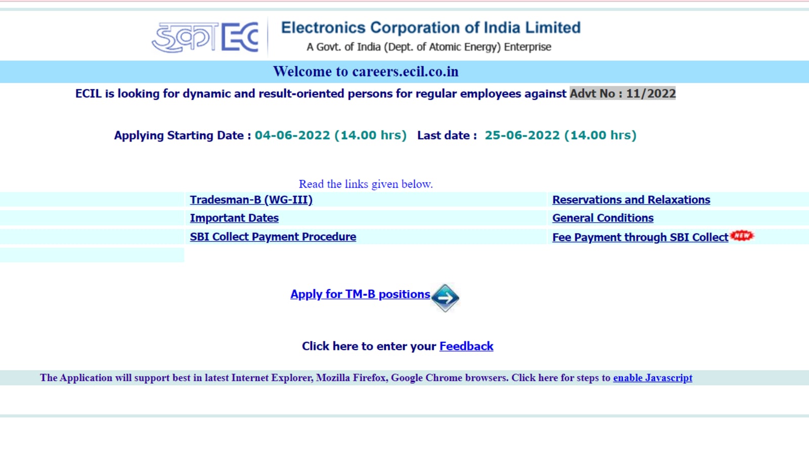 ECIL recruitment 2022: 40 vacancies of Tradesman on offer, details here
