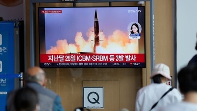 People watch a TV screen showing a news program reporting about North Korea's missile launch with file image, at a train station in Seoul, South Korea, Sunday, North Korea test-fired a salvo of multiple short-range ballistic missiles toward the sea on Sunday, South Korea's military said, extending a provocative streak in weapons demonstrations this year that U.S. and South Korean officials say may culminate with a nuclear test explosion. (AP) People watch a TV screen showing a news program reporting about North Korea's missile launch with file image, at a train station in Seoul, South Korea, Sunday, North Korea test-fired a salvo of multiple short-range ballistic missiles toward the sea on Sunday, South Korea's military said, extending a provocative streak in weapons demonstrations this year that U.S. and South Korean officials say may culminate with a nuclear test explosion. (AP)