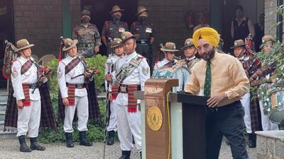 Kasauli Club’s senior executive member Balbir Singh Mangat at the inauguration of the 125th anniversary celebrations. (HT Photo)