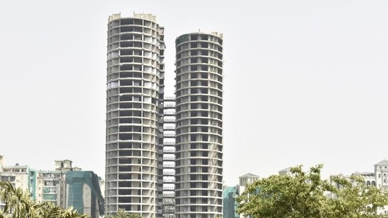 A view of Supertech Twin Tower, at Sector 93A, in Noida, India, on Saturday, May 14, 2022. (Photo by Sunil Ghosh / Hindustan Times) 