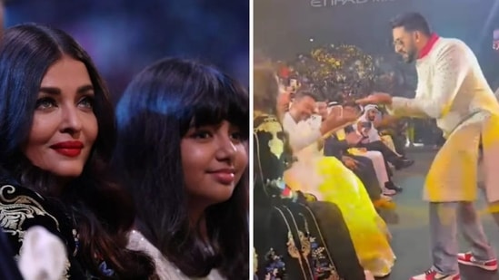 Abhishek Bachchan, Aishwarya Rai Bachchan and Aaradhya at IFFA 2020.