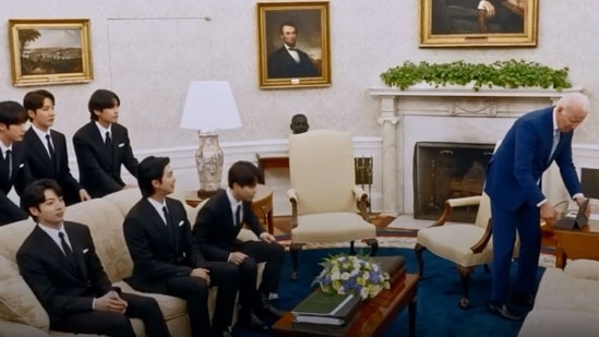 BTS members at the White House.&nbsp;