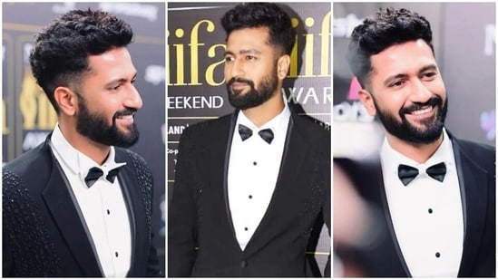 Vicky's full look for IIFA Awards features a black blazer with single lapel collars, shimmering black embellishments on the front, padded shoulders, sculpted fitting hugging the actor's frame, double-layered silhouette, long sleeves and a buttoned-up front. He layered the blazer over a classic white button-up shirt and straight-fitted black pants.(Instagram)