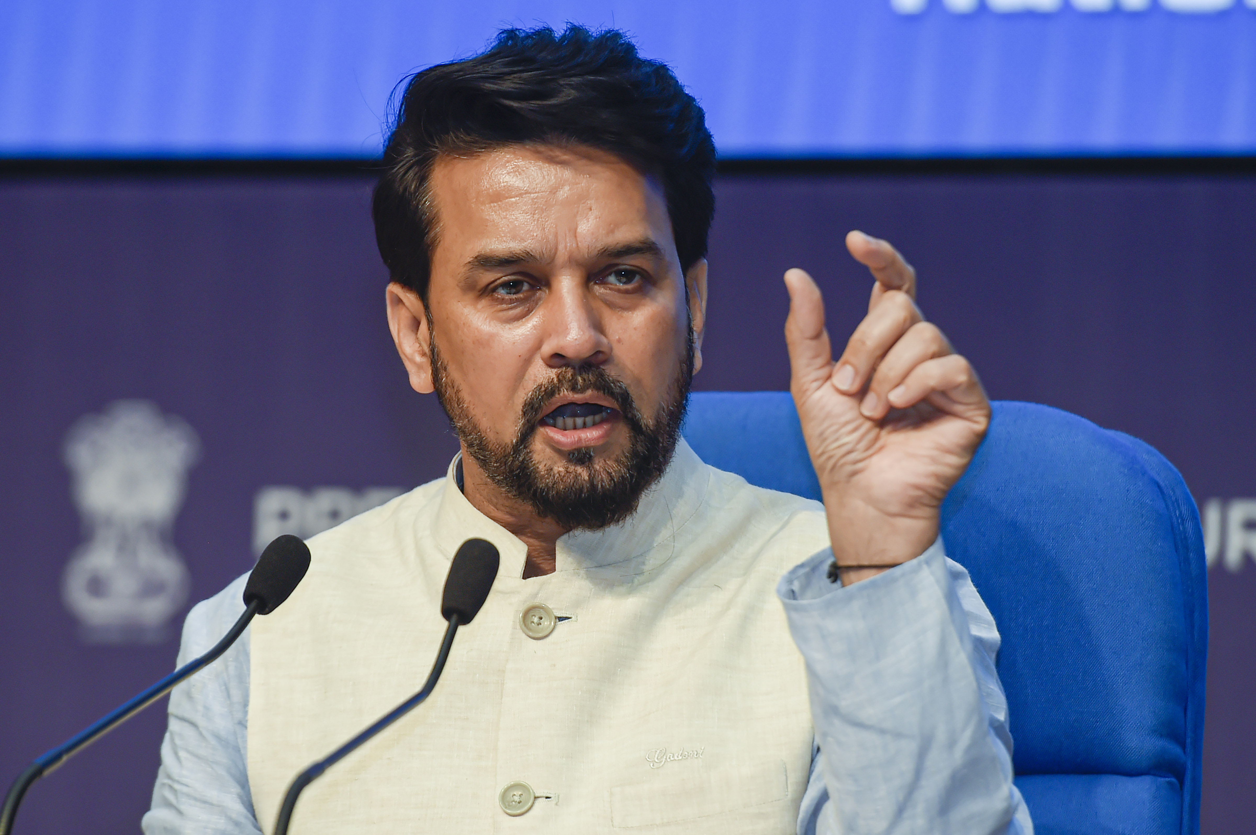  Anurag Thakur also took a jibe at Kejriwal over the arrest of Delhi minister Satyendar Jain by the ED. (PTI) Anurag Thakur also took a jibe at Kejriwal over the arrest of Delhi minister Satyendar Jain by the ED. (PTI)
