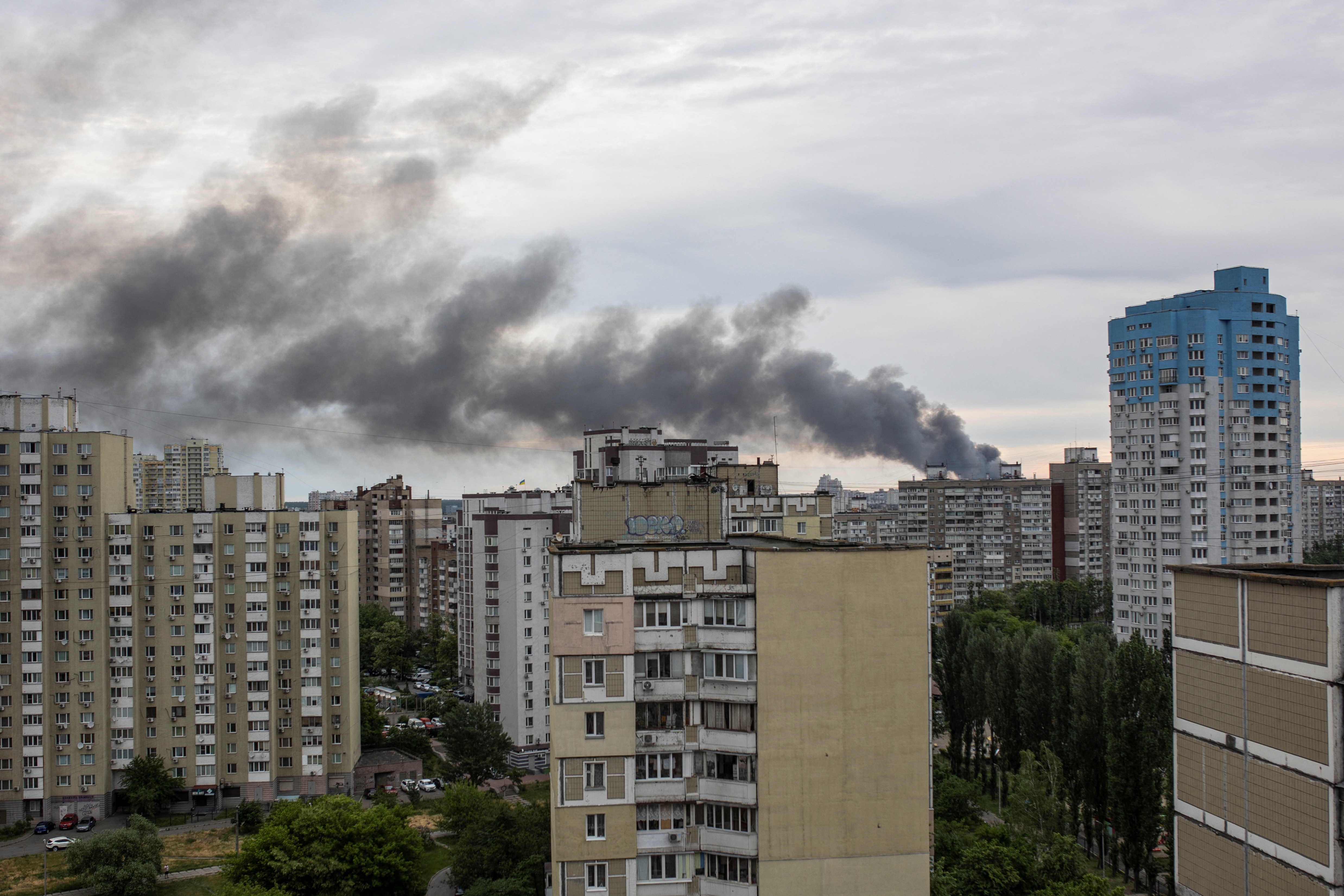 Smoke rises after missile strikes, as Russia's attack on Ukraine continues, in Kyiv, on June 5, 2022.&nbsp; (REUTERS)