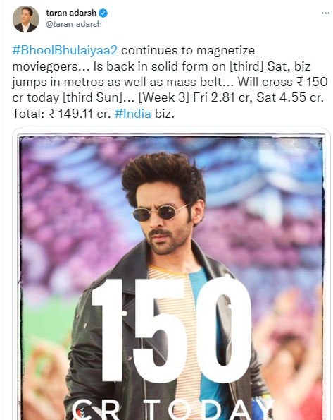 Bhool Bhulaiyaa 2 is now set to cross ₹150 crore.&nbsp;