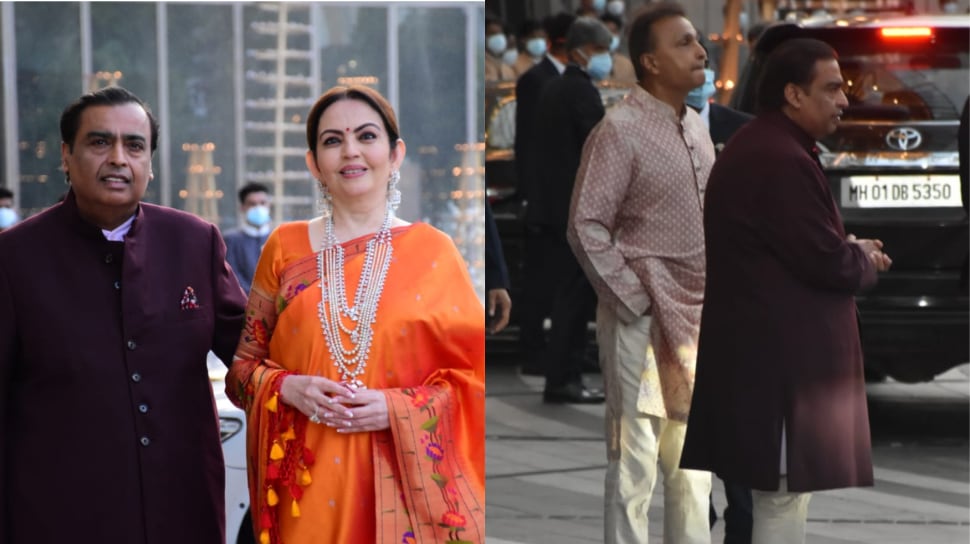 Mukesh Ambani with his wife Nita Ambani; Mukesh with brother Anil Ambani.