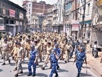 Security personnel patrol to maintain law and order in Kanpur on Sunday. Security personnel patrol to maintain law and order in Kanpur on Sunday. 
