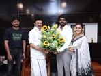 Nayanthara, Vignesh Shivn extend wedding invitation to MK Stalin. Nayanthara, Vignesh Shivn extend wedding invitation to MK Stalin.